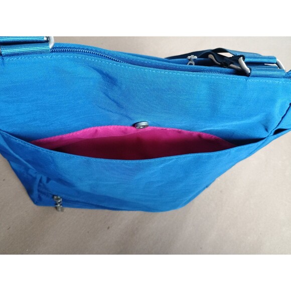 Baggallini Blue Tote Bag With Lots Of Pockets Pink Interior Travel Bag Carry On - Picture 5 of 11